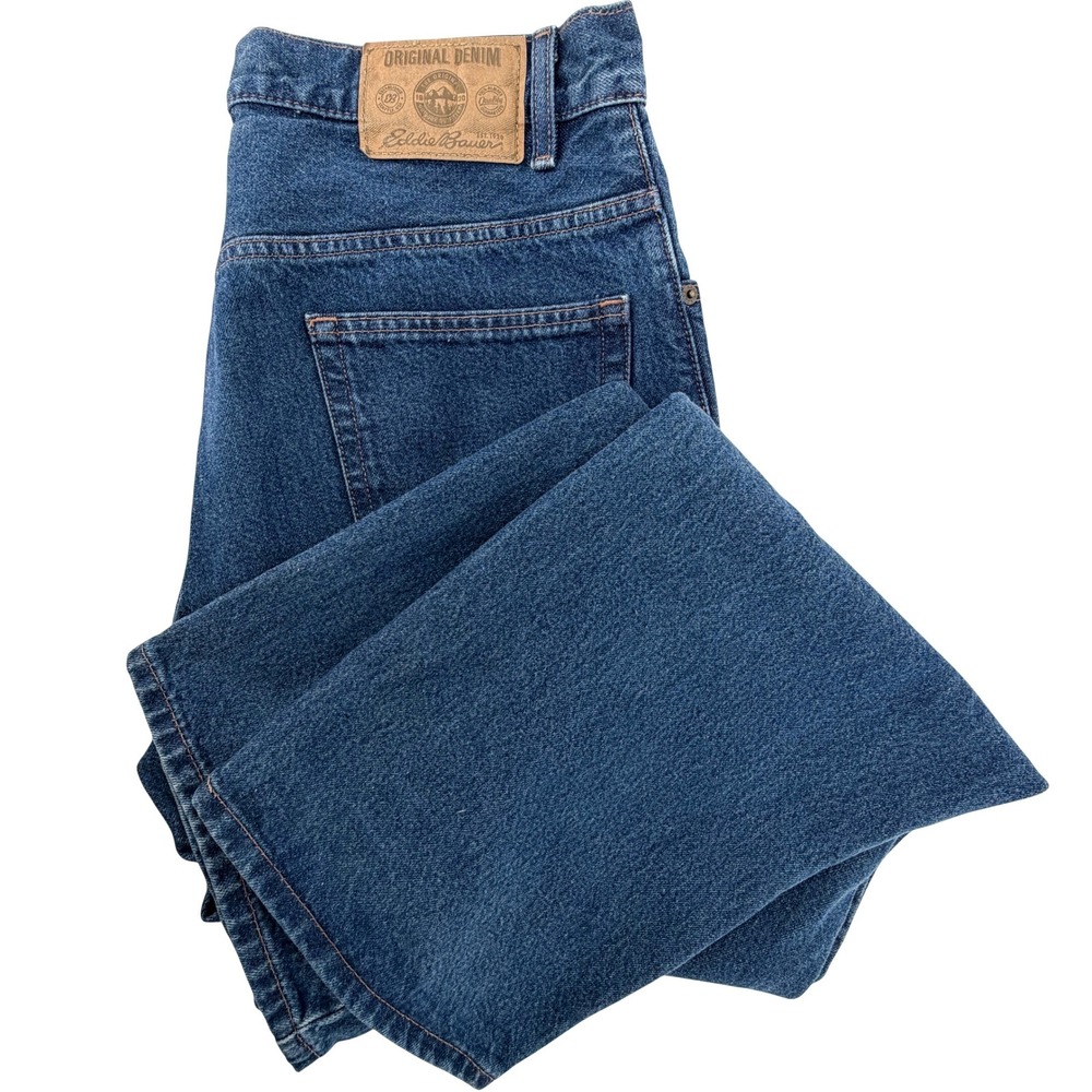 Eddie Bauer Relaxed Fit Jeans Mens 35x32 Blue Excellent Heavyweight Denim